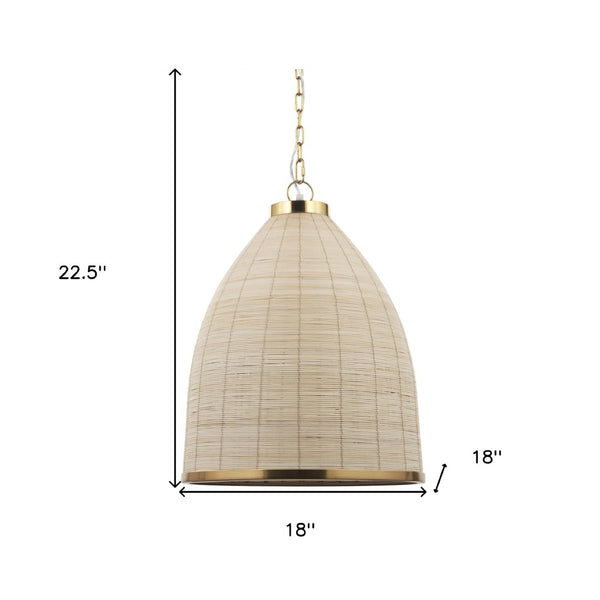 HomeRoots Brown Single Pendant Ceiling Light - Dimmable Rattan Shade for Modern Home Décor & Versatile Illumination 611626