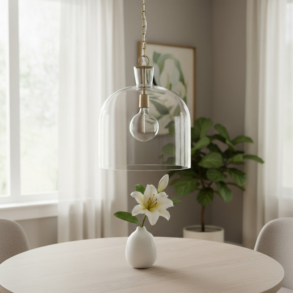 HomeRoots Clear Dimmable Ceiling Light Fixture with Elegant Glass Shades for Modern Home Décor and Ambiance 611627