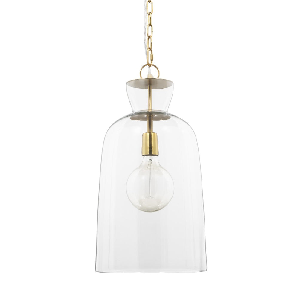 HomeRoots Clear Single Glass Dimmable Ceiling Light Fixture - Modern Elegance for Any Room, Adjustable Height 611628