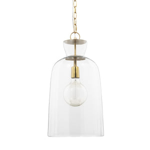 HomeRoots Clear Single Glass Dimmable Ceiling Light Fixture - Modern Elegance for Any Room, Adjustable Height 611628