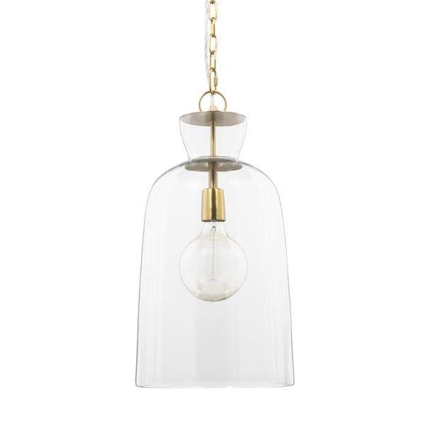 HomeRoots Clear Single Glass Dimmable Ceiling Light Fixture - Modern Elegance for Any Room, Adjustable Height 611628