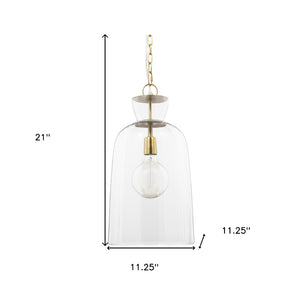 HomeRoots Clear Single Glass Dimmable Ceiling Light Fixture - Modern Elegance for Any Room, Adjustable Height 611628