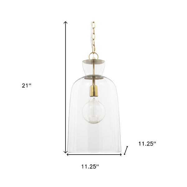 HomeRoots Clear Single Glass Dimmable Ceiling Light Fixture - Modern Elegance for Any Room, Adjustable Height 611628