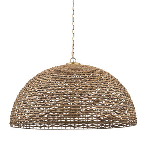 HomeRoots Brown Rattan Dimmable Ceiling Light – Stylish Dome Shade, Warm Illumination for Modern Spaces 611629