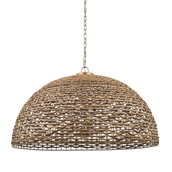 HomeRoots Brown Rattan Dimmable Ceiling Light – Stylish Dome Shade, Warm Illumination for Modern Spaces 611629