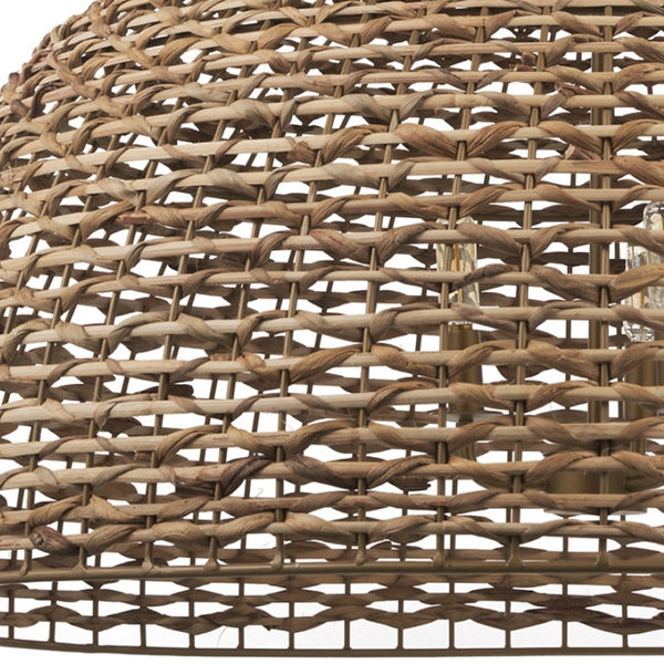 HomeRoots Brown Rattan Dimmable Ceiling Light – Stylish Dome Shade, Warm Illumination for Modern Spaces 611629