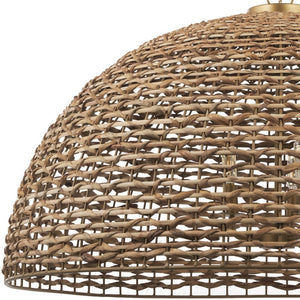 HomeRoots Brown Rattan Dimmable Ceiling Light – Stylish Dome Shade, Warm Illumination for Modern Spaces 611629