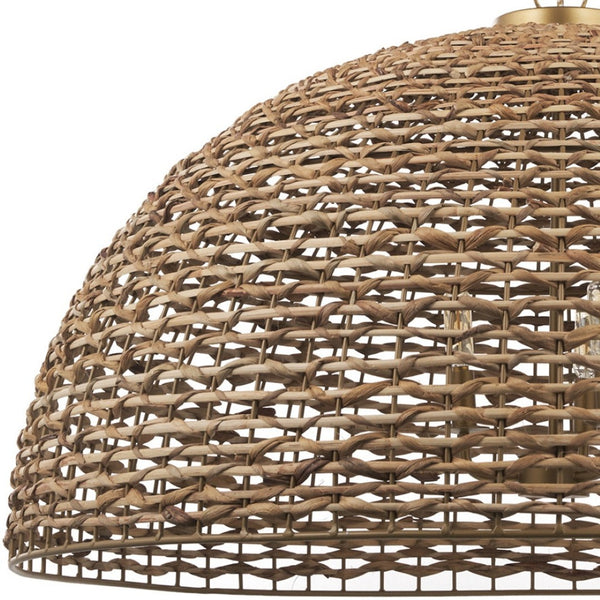 HomeRoots Brown Rattan Dimmable Ceiling Light – Stylish Dome Shade, Warm Illumination for Modern Spaces 611629