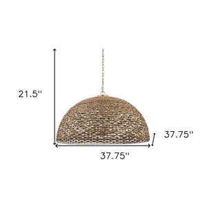 HomeRoots Brown Rattan Dimmable Ceiling Light – Stylish Dome Shade, Warm Illumination for Modern Spaces 611629