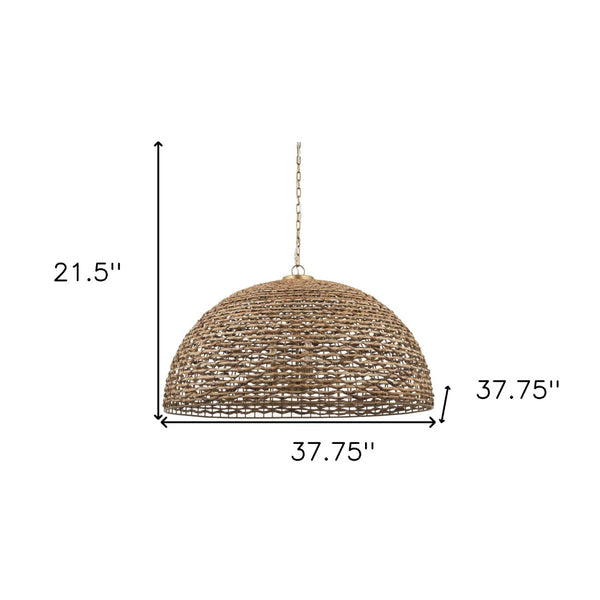 HomeRoots Brown Rattan Dimmable Ceiling Light – Stylish Dome Shade, Warm Illumination for Modern Spaces 611629