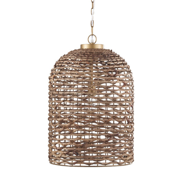 HomeRoots Brown Handcrafted Rattan Dimmable Pendant Light - Stylish Ceiling Fixture for Modern & Rustic Homes 611630