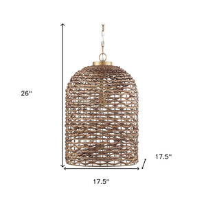 HomeRoots Brown Handcrafted Rattan Dimmable Pendant Light - Stylish Ceiling Fixture for Modern & Rustic Homes 611630