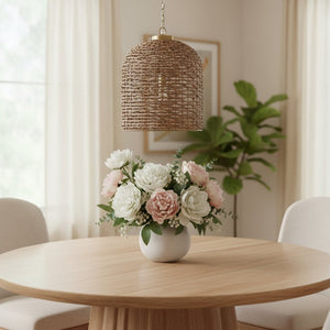 HomeRoots Brown Handcrafted Rattan Dimmable Pendant Light - Stylish Ceiling Fixture for Modern & Rustic Homes 611630