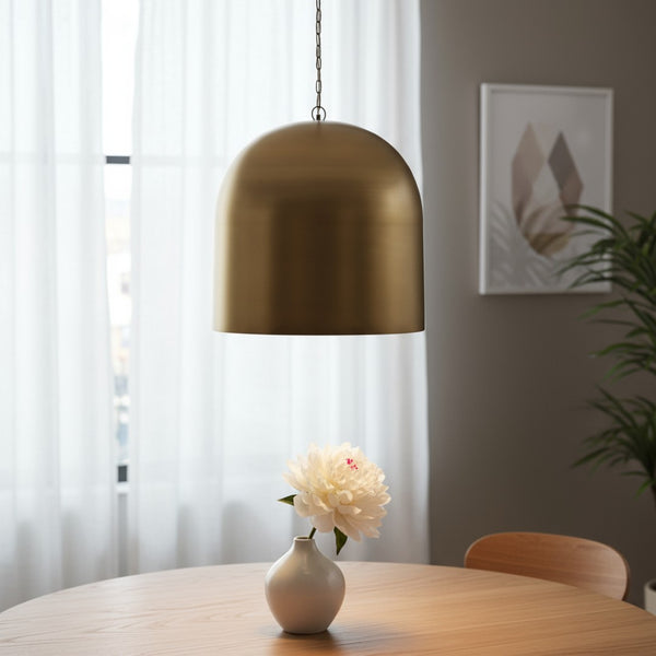 HomeRoots Gold Dimmable Ceiling Light Pendant - Modern Elegance with Sculpted Dome Shade for Any Space 611631
