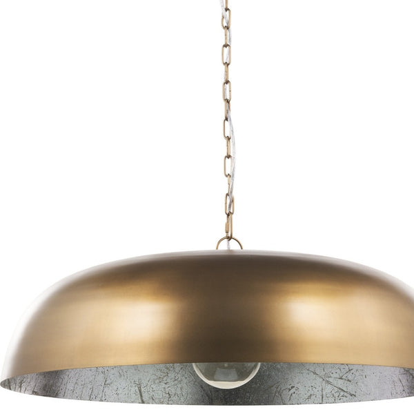 HomeRoots Gold Dimmable Ceiling Light - Elegant Dome Shade, Adjustable Height, Perfect for Modern Spaces 611632