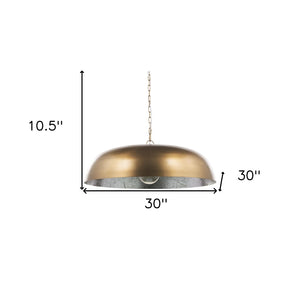 HomeRoots Gold Dimmable Ceiling Light - Elegant Dome Shade, Adjustable Height, Perfect for Modern Spaces 611632