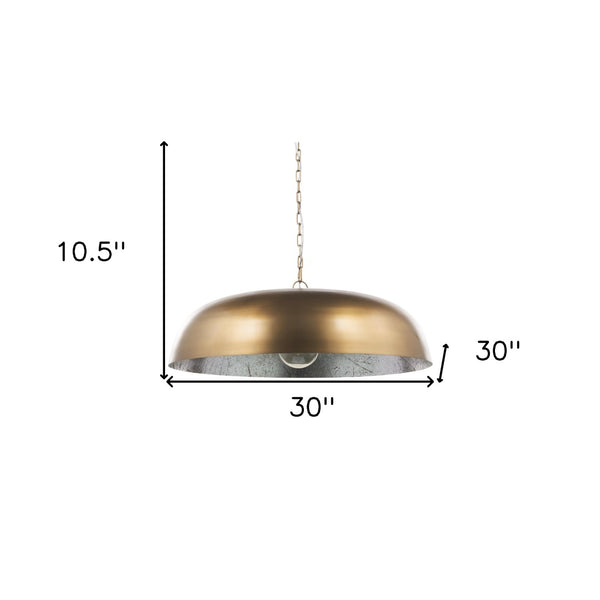HomeRoots Gold Dimmable Ceiling Light - Elegant Dome Shade, Adjustable Height, Perfect for Modern Spaces 611632