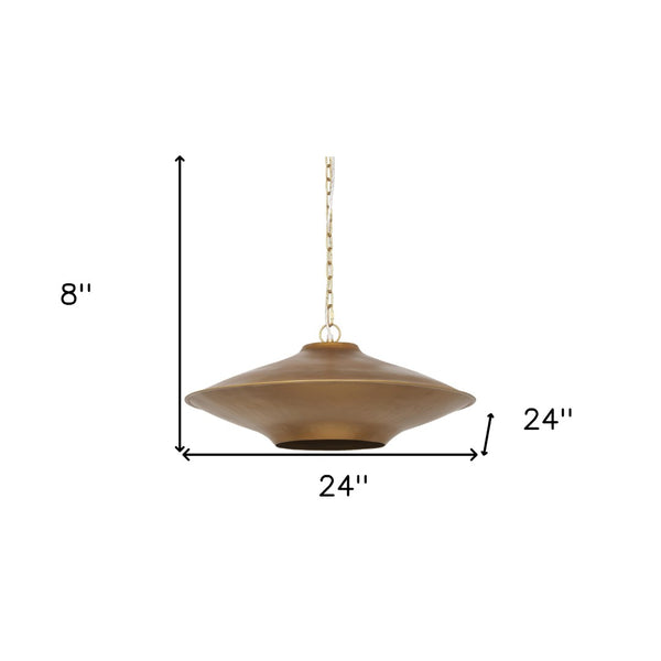 HomeRoots Gold Elegant Dimmable Ceiling Light Fixture with Dome Shade for Modern & Classic Interiors 611633