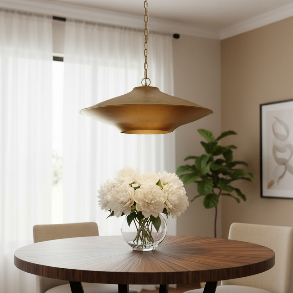 HomeRoots Gold Elegant Dimmable Ceiling Light Fixture with Dome Shade for Modern & Classic Interiors 611633