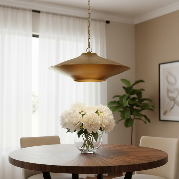HomeRoots Gold Elegant Dimmable Ceiling Light Fixture with Dome Shade for Modern & Classic Interiors 611633