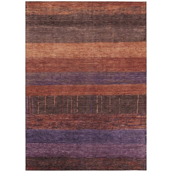 HomeRoots 5' Stylish Striped Washable Area Rug for Indoor and Outdoor Spaces - Durable, Easy Care, Versatile Design Paprika 5' x 7'6" 611635