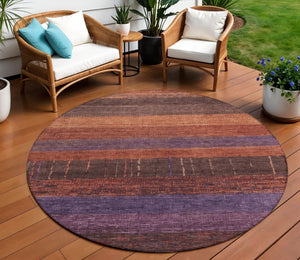 HomeRoots 5' Stylish Striped Washable Area Rug for Indoor and Outdoor Spaces - Durable, Easy Care, Versatile Design Paprika 8' x 8' 611636