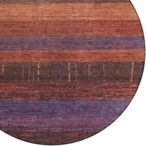 HomeRoots 5' Stylish Striped Washable Area Rug for Indoor and Outdoor Spaces - Durable, Easy Care, Versatile Design Paprika 8' x 8' 611636