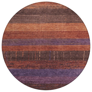 HomeRoots 5' Stylish Striped Washable Area Rug for Indoor and Outdoor Spaces - Durable, Easy Care, Versatile Design Paprika 8' x 8' 611636