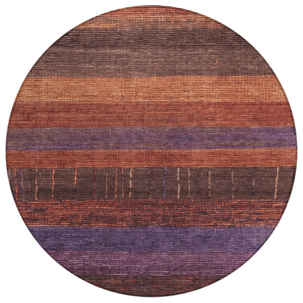 HomeRoots 5' Stylish Striped Washable Area Rug for Indoor and Outdoor Spaces - Durable, Easy Care, Versatile Design Paprika 8' x 8' 611636
