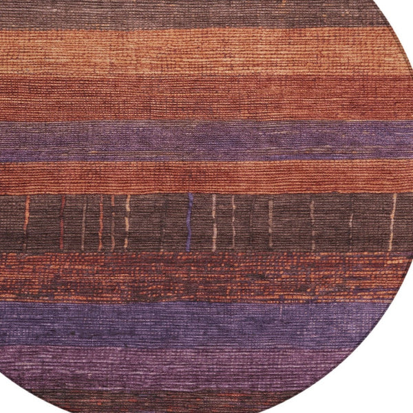 HomeRoots 5' Stylish Striped Washable Area Rug for Indoor and Outdoor Spaces - Durable, Easy Care, Versatile Design Paprika 8' x 8' 611636