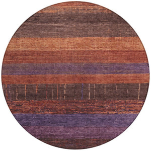 HomeRoots 5' Stylish Striped Washable Area Rug for Indoor and Outdoor Spaces - Durable, Easy Care, Versatile Design Paprika 8' x 8' 611636