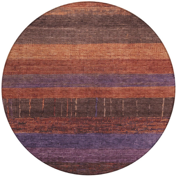 HomeRoots 5' Stylish Striped Washable Area Rug for Indoor and Outdoor Spaces - Durable, Easy Care, Versatile Design Paprika 8' x 8' 611636
