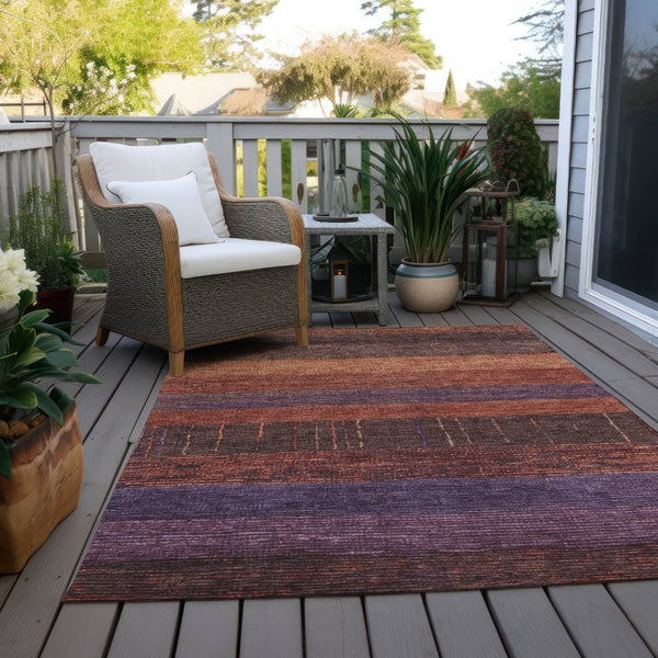 HomeRoots 5' Stylish Striped Washable Area Rug for Indoor and Outdoor Spaces - Durable, Easy Care, Versatile Design Paprika 8' x 10' 611637