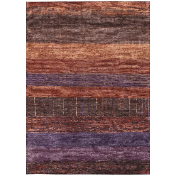HomeRoots 5' Stylish Striped Washable Area Rug for Indoor and Outdoor Spaces - Durable, Easy Care, Versatile Design Paprika 9' x 12' 611638