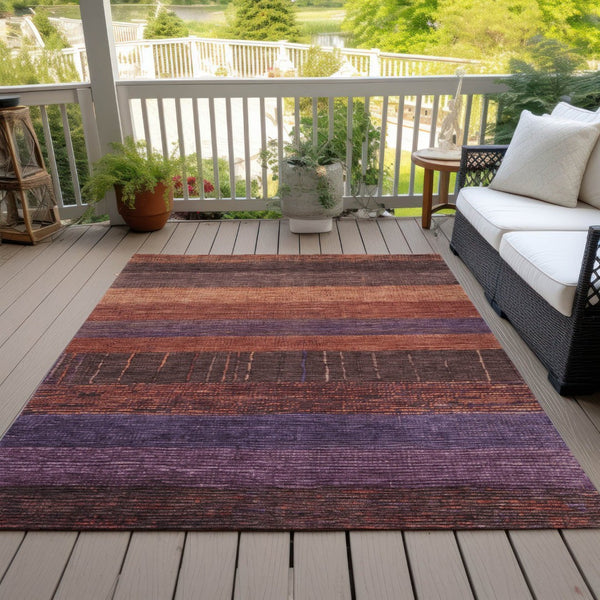 HomeRoots 5' Stylish Striped Washable Area Rug for Indoor and Outdoor Spaces - Durable, Easy Care, Versatile Design Paprika 9' x 12' 611638