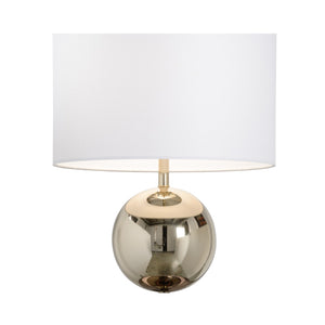 Wildwood Stella Stainless Steel Table Lamp With Brass & Black Nickel Accents, Off-White Linen Shade, 32" 61164