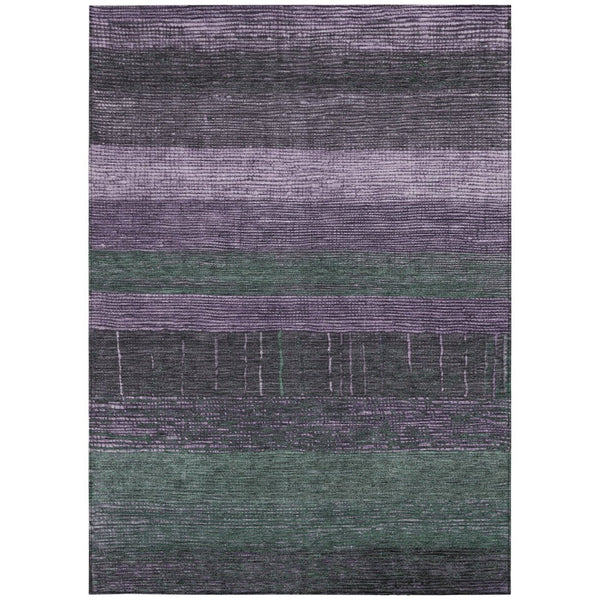 HomeRoots 5' Stylish Striped Washable Area Rug for Indoor and Outdoor Spaces - Durable, Easy Care, Versatile Design Purple 5' x 7'6" 611641