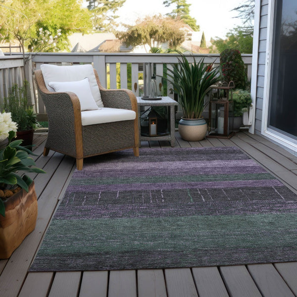 HomeRoots 5' Stylish Striped Washable Area Rug for Indoor and Outdoor Spaces - Durable, Easy Care, Versatile Design Purple 5' x 7'6" 611641