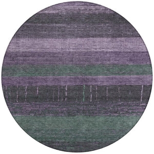 HomeRoots 5' Stylish Striped Washable Area Rug for Indoor and Outdoor Spaces - Durable, Easy Care, Versatile Design Purple 8' x 8' 611642