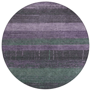 HomeRoots 5' Stylish Striped Washable Area Rug for Indoor and Outdoor Spaces - Durable, Easy Care, Versatile Design Purple 8' x 8' 611642