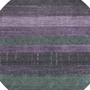 HomeRoots 5' Stylish Striped Washable Area Rug for Indoor and Outdoor Spaces - Durable, Easy Care, Versatile Design Purple 8' x 8' 611642