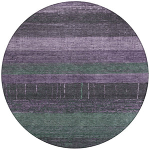 HomeRoots 5' Stylish Striped Washable Area Rug for Indoor and Outdoor Spaces - Durable, Easy Care, Versatile Design Purple 8' x 8' 611642