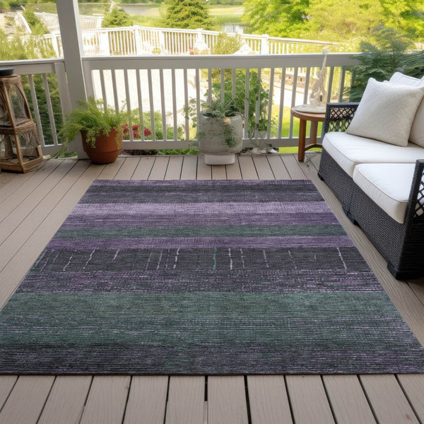 HomeRoots 5' Stylish Striped Washable Area Rug for Indoor and Outdoor Spaces - Durable, Easy Care, Versatile Design Purple 8' x 10' 611643