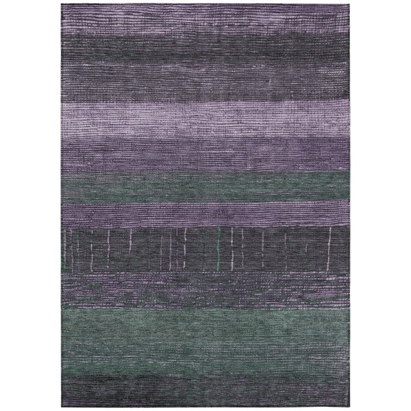 HomeRoots 5' Stylish Striped Washable Area Rug for Indoor and Outdoor Spaces - Durable, Easy Care, Versatile Design Purple 9' x 12' 611644