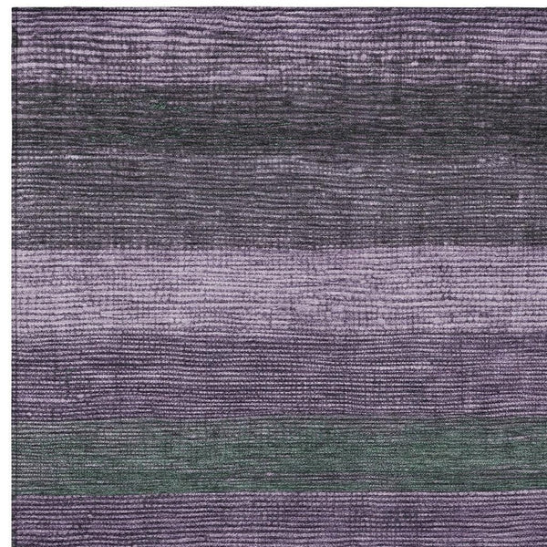 HomeRoots 5' Stylish Striped Washable Area Rug for Indoor and Outdoor Spaces - Durable, Easy Care, Versatile Design Purple 10' x 14' 611645
