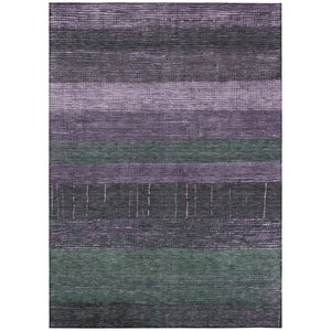 HomeRoots 5' Stylish Striped Washable Area Rug for Indoor and Outdoor Spaces - Durable, Easy Care, Versatile Design Purple 10' x 14' 611645