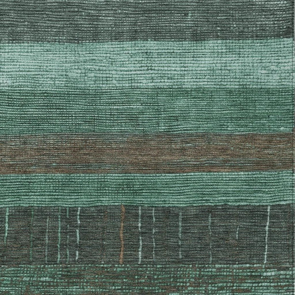 HomeRoots 5' Stylish Striped Washable Area Rug for Indoor and Outdoor Spaces - Durable, Easy Care, Versatile Design Teal 5' x 7'6" 611647