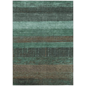 HomeRoots 5' Stylish Striped Washable Area Rug for Indoor and Outdoor Spaces - Durable, Easy Care, Versatile Design Teal 5' x 7'6" 611647