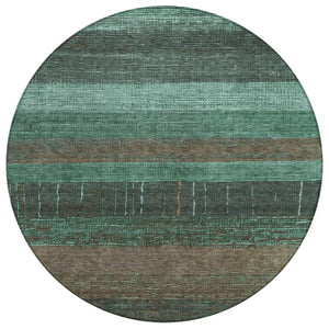 HomeRoots 5' Stylish Striped Washable Area Rug for Indoor and Outdoor Spaces - Durable, Easy Care, Versatile Design Teal 8' x 8' 611648