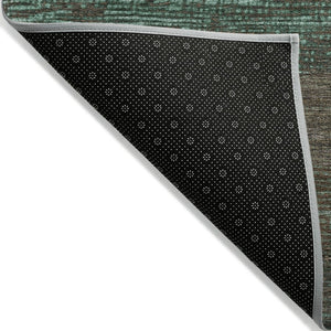 HomeRoots 5' Stylish Striped Washable Area Rug for Indoor and Outdoor Spaces - Durable, Easy Care, Versatile Design Teal 8' x 8' 611648